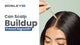 A blog banner with woman applying hair serum with a dropper to scalp. with the text that says reads "Can Scalp Buildup Prevent Regrowth?" 