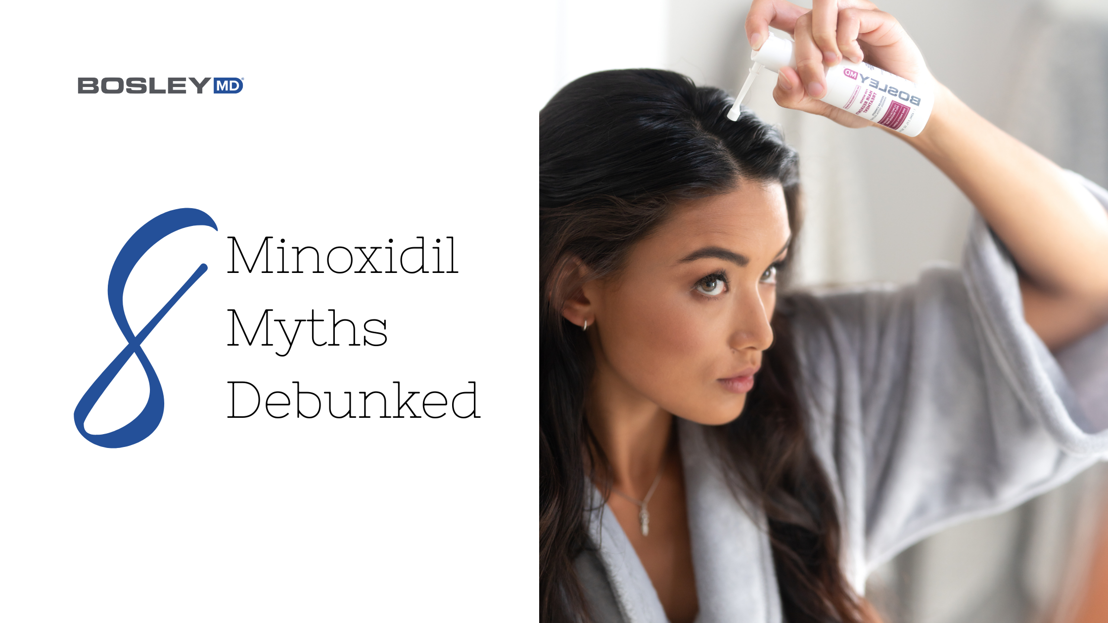 A woman applying minoxidil in her hair