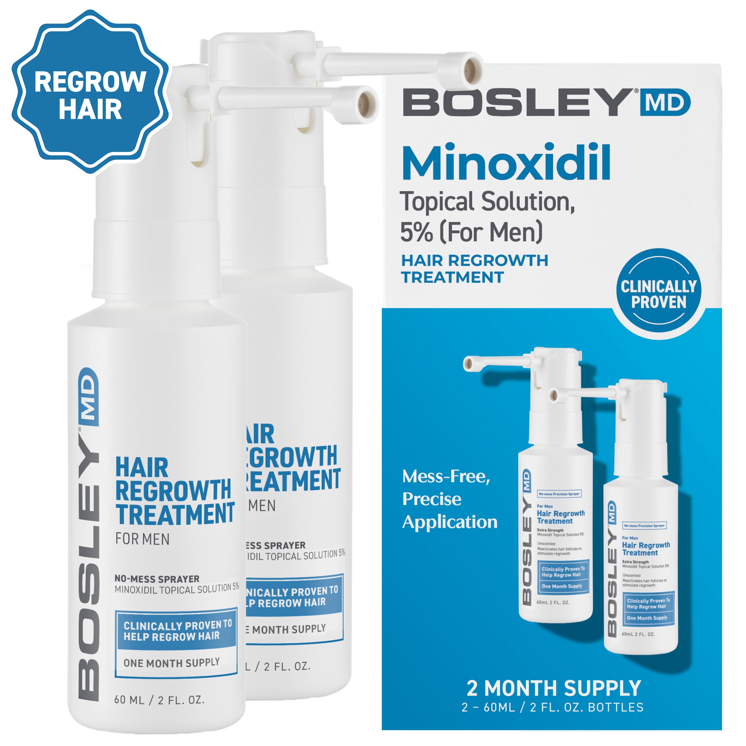 BosleyMD Minoxidil Topical Solution 5% For Men.